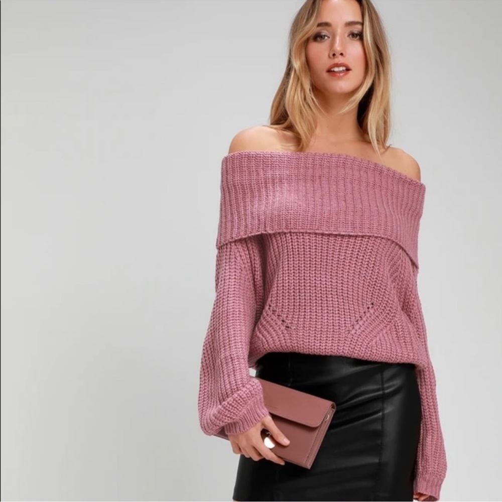 Mauve Off Shoulder Sweater - Lulu’s - Small